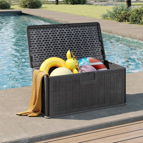 Coffre De Rangement Extérieure En Résine 378 L, Boîte De Rangement Imperméable (gris)