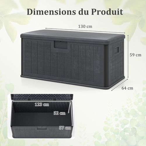 Coffre De Rangement Extérieure En Résine 378 L, Boîte De Rangement Imperméable (gris)