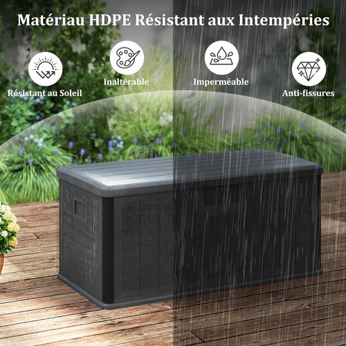 Coffre De Rangement Extérieure En Résine 378 L, Boîte De Rangement Imperméable (gris)