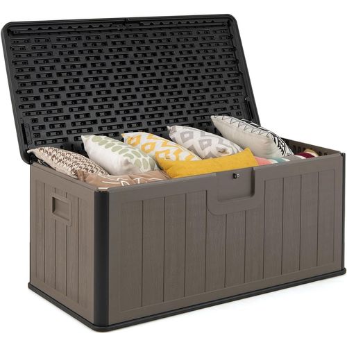 Coffre De Rangement Extérieure En Résine 378 L, Boîte De Rangement Imperméable (brun+noir)