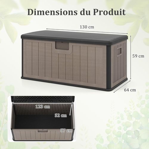 Coffre De Rangement Extérieure En Résine 378 L, Boîte De Rangement Imperméable (brun+noir)