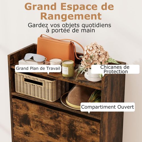 Meuble Chaussure Entree, 2 Portes Abattants, Étagères Réglables, 60 X 24 X 102 Cm (industriel)