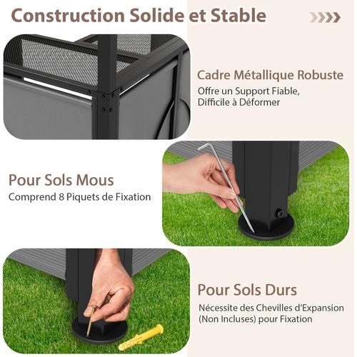 Tonnelle De Barbecue 3 Pièces Extérieur Avec 2 Chaises Pliables Auvent et Table De Bar (gris)