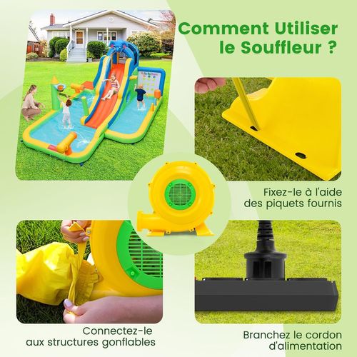 Gonfleur Électrique 850w Avec Poignée et Piquets De Sol, Cordon 4m et Couvercle En Maille