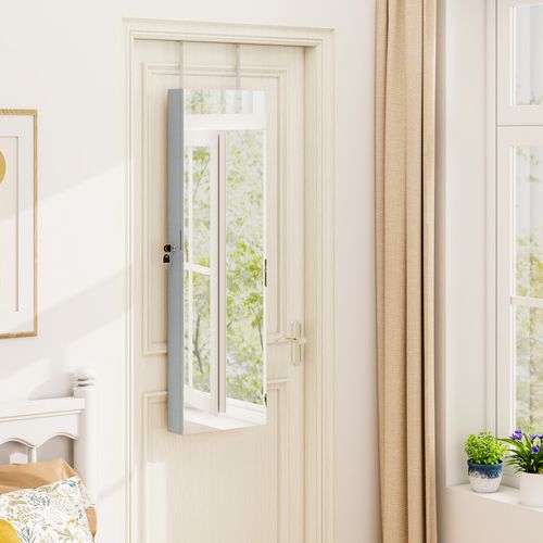 Armoire à Bijoux Mural Avec Miroir Et Lumière LED Armoire De Rangement Accrochée à La Porte (gris)