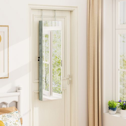 Armoire à Bijoux Mural Avec Miroir Et Lumière LED Armoire De Rangement Accrochée à La Porte (bleu)