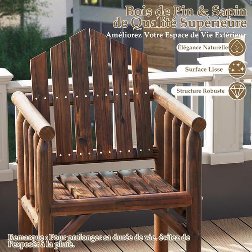 Fauteuil De Jardin Exterieur En Bois, Chaise De Jardin, Dossier Haut Incliné  (brun,1 Place)