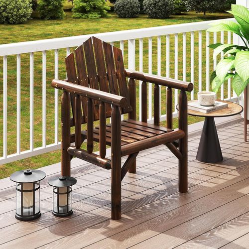 Fauteuil De Jardin Exterieur En Bois, Chaise De Jardin, Dossier Haut Incliné  (brun,1 Place)