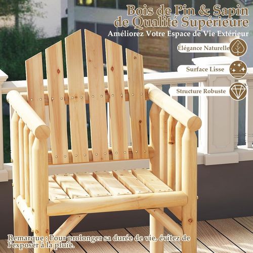 Fauteuil De Jardin Exterieur En Bois, Chaise De Jardin, Dossier Haut Incliné (naturel,1 Place)