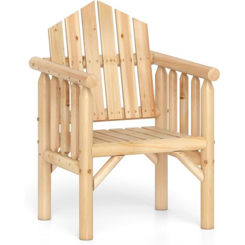 Fauteuil De Jardin Exterieur En Bois, Chaise De Jardin, Dossier Haut Incliné (naturel,1 Place)