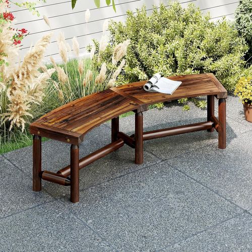 Banc Exterieur Jardin Incurvé En Bois, Bois De Sapin Et De Pin, 170 X 58 X 45 Cm (brun)
