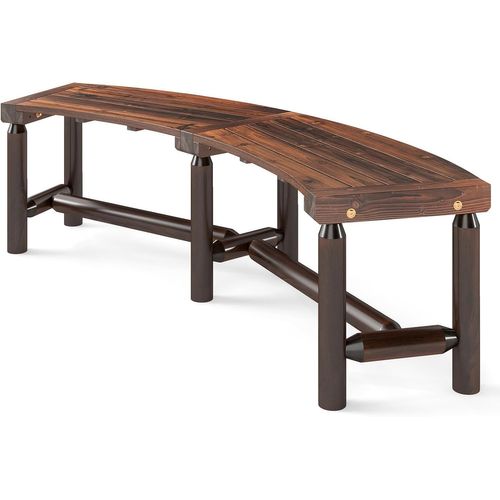 Banc Exterieur Jardin Incurvé En Bois, Bois De Sapin Et De Pin, 170 X 58 X 45 Cm (brun)