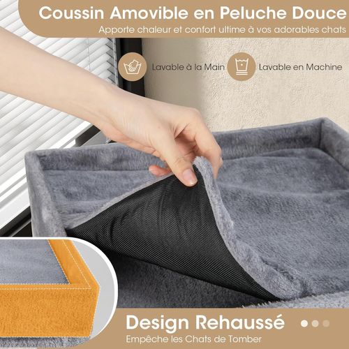 Maison Pour Chat à 4 Étages, Tonneau Griffoir Chat, 3 Condos, 2 Planches à Griffer, 40 × 40 × 99 Cm