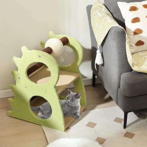 Petit Arbre à Chat à 2 Niveaux 58 Cm, Arbre à Chat Design En Forme De Dinosaure,48 X 37 X 58 Cm