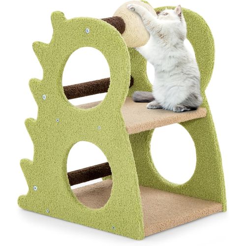 Petit Arbre à Chat à 2 Niveaux 58 Cm, Arbre à Chat Design En Forme De Dinosaure,48 X 37 X 58 Cm