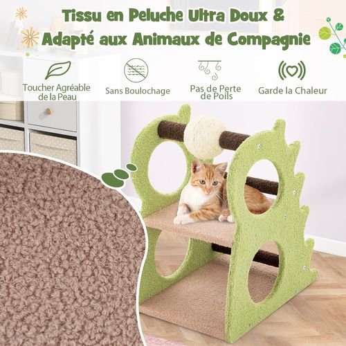 Petit Arbre à Chat à 2 Niveaux 58 Cm, Arbre à Chat Design En Forme De Dinosaure,48 X 37 X 58 Cm