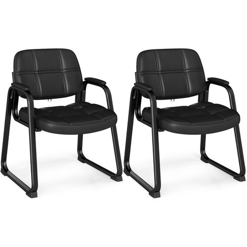 Lot De 2 Chaises De Salles De Réunion, Ergonomique Avec Cadre Métallique et Accoudoirs Rembourrés