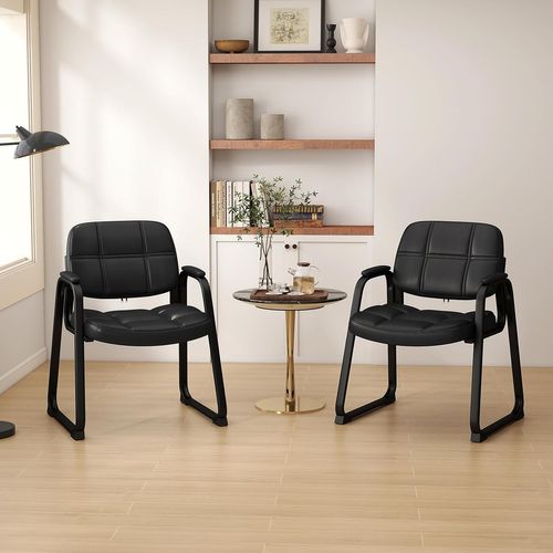 Lot De 2 Chaises De Salles De Réunion, Ergonomique Avec Cadre Métallique et Accoudoirs Rembourrés