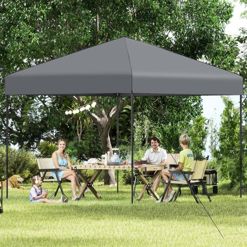 Tonnelle De Jardin Escamotable 295x295cm, Tente De Jardin Pliable Avec Sac De Transport (gris)