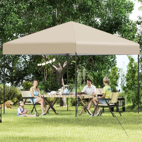 Tonnelle De Jardin Escamotable 295x295cm, Tente De Jardin Pliable Avec Sac De Transport (beige)