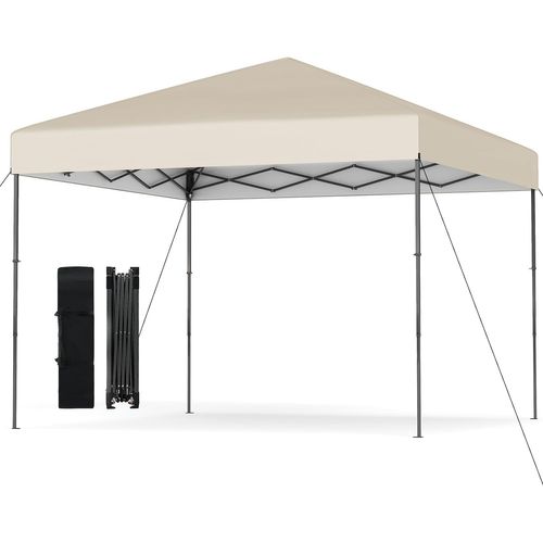 Tonnelle De Jardin Escamotable 295x295cm, Tente De Jardin Pliable Avec Sac De Transport (beige)