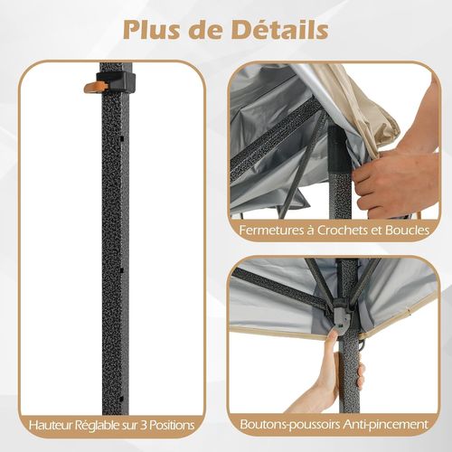 Tonnelle De Jardin Escamotable 295x295cm, Tente De Jardin Pliable Avec Sac De Transport (beige)