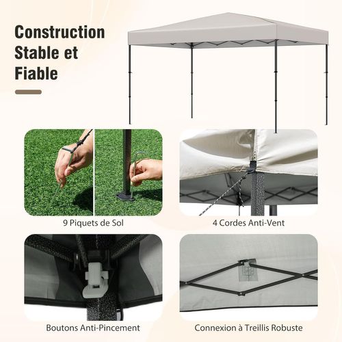 Tonnelle De Jardin Pliable 365 X 225cm, Tente De Jardin Portable Avec Sac De Transport  (beige)