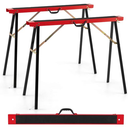 Lot De 2 Tréteaux Portables En Métal Galvanisé, Surface Antidérapante, 100 X 38 X 78 Cm