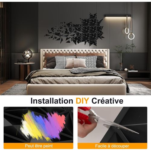 Lot De 40 Panneaux Muraux 3d,décoration Murale En Pvc Décoratifs En Diamant,50x50cm(10㎡,noir)