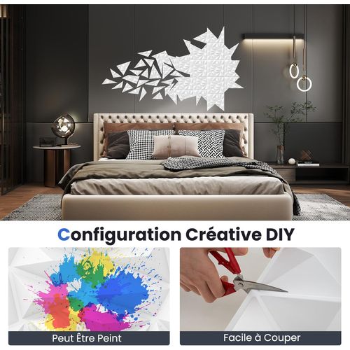 Lot De 40 Panneaux Muraux 3d,décoration Murale En Pvc Décoratifs En Diamant,50x50cm(10㎡,blanc)