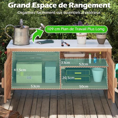 Armoire De Rangement En Bois D'acacia à 2 Portes, Conteneur De Rangement Extérieur à 2 Portes