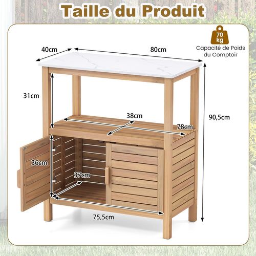 Table De Rempotage Extérieure, Banc De Travail De Jardin En Bois D'acacia, Naturel