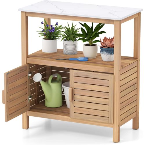 Table De Rempotage Extérieure, Banc De Travail De Jardin En Bois D'acacia, Naturel