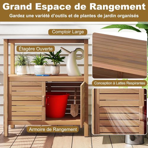 Table De Rempotage Extérieure, Banc De Travail De Jardin En Bois D'acacia, Naturel