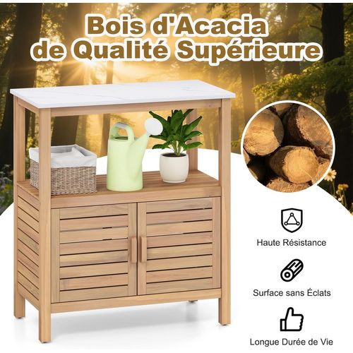 Table De Rempotage Extérieure, Banc De Travail De Jardin En Bois D'acacia, Naturel