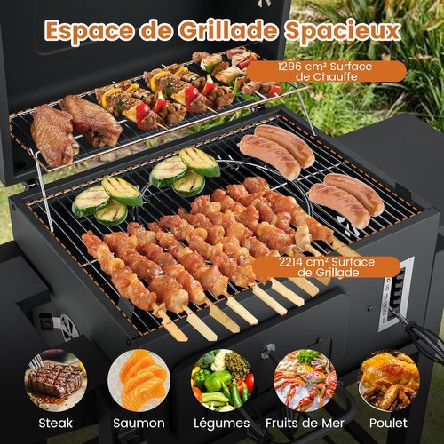 Barbecue à Charbon De Bois Extérieur Avec Tables Latérales Pliantes Plateau à Charbon