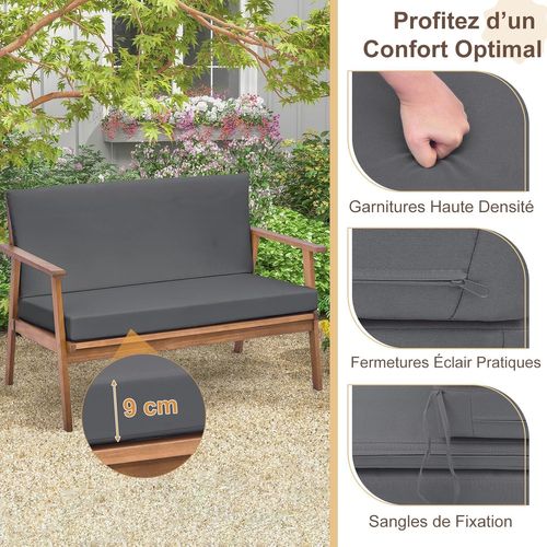 Ensemble De Meubles D'extérieur 4 Pièces En Bois D'acacia, Salon De Jardin Avec Table Basse (gris)