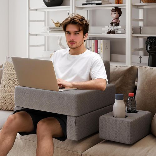 Ensemble De Coussin De Lecture 3 Pièces, Bureau Portable Extra Large Avec Sous-verre, Gris