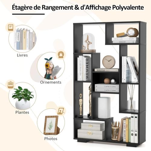 Bibliothèque Étagère à 9 Compartiments Ouvertes, Bibliothèque De Cloison, 20 X 70 X 120 Cm (noir)