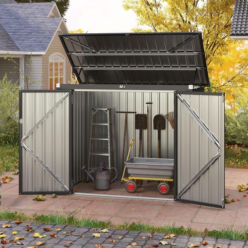 Abri De Jardin En Métal Galvanisé 1,5 M², Cache Poubelle Exterieur, Rangement Etanche (vert)