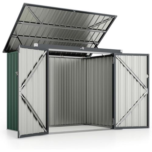 Abri De Jardin En Métal Galvanisé 1,5 M², Cache Poubelle Exterieur, Rangement Etanche (vert)