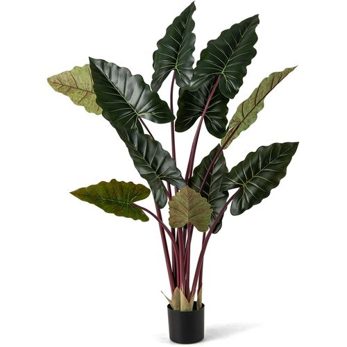 Plante Artificielle De 160 Cm, Taro Arc-en-ciel En Pot Avec 11 Feuilles Fausse Tiges Flexibles