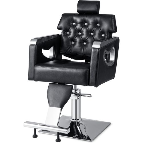 Fauteuil De Coiffure Hydraulique Rotative à 360°, Dossier Rembourré Appui-tête Réglable