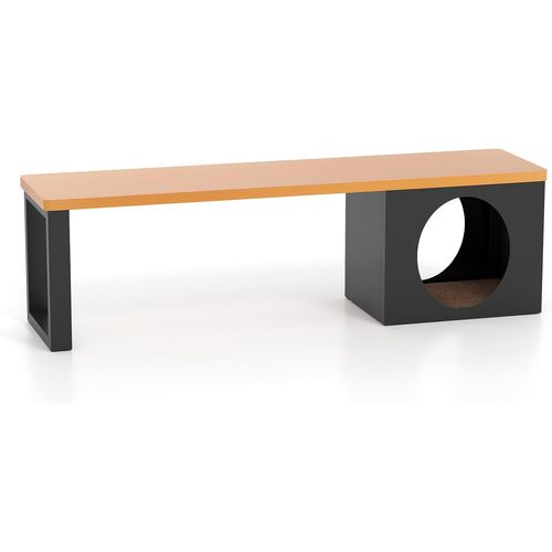 Banc Exterieur Jardin Avec Niche Pour Chat, Charge 450 Kg, Planche à Griffer, 150 X 38 X 44 Cm