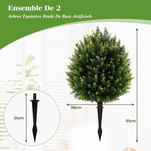 Ensemble De 2 Boules D'arbres Topiaires Artificiels De 61 Cm, Faux Arbustes En Cèdre