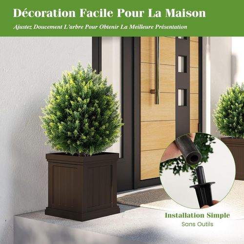 Ensemble De 2 Boules D'arbres Topiaires Artificiels De 61 Cm, Faux Arbustes En Cèdre