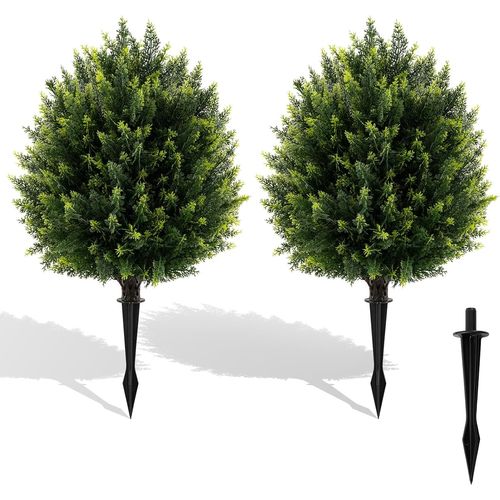 Ensemble De 2 Boules D'arbres Topiaires Artificiels De 61 Cm, Faux Arbustes En Cèdre