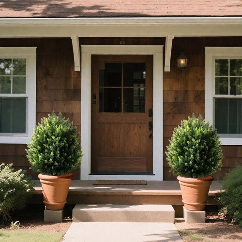 Ensemble De 2 Boules D'arbres Topiaires Artificiels De 61 Cm, Faux Arbustes En Cèdre
