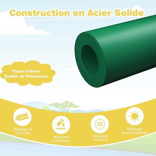 Dôme D'escalade De 241cm Enfant Avec Toboggan, Cage D'escalade En Métal Avec Coussin En Tissu