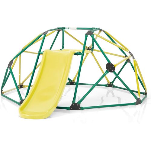Dôme D'escalade De 241cm Enfant Avec Toboggan, Cage D'escalade En Métal Avec Coussin En Tissu